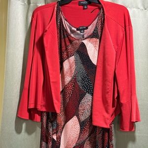 Red Patterned Dress with Jacket